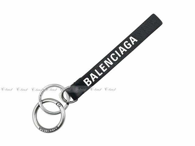 BALENCIAGA バレンシアガ キーリング キーホルダー EVERYDAY ロゴ イタリア製 メンズ 新品 ★ 1090 ブラック J288-BK